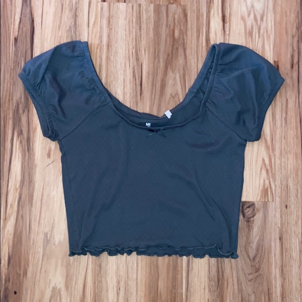 PacSun green cropped off the shoulder shirt